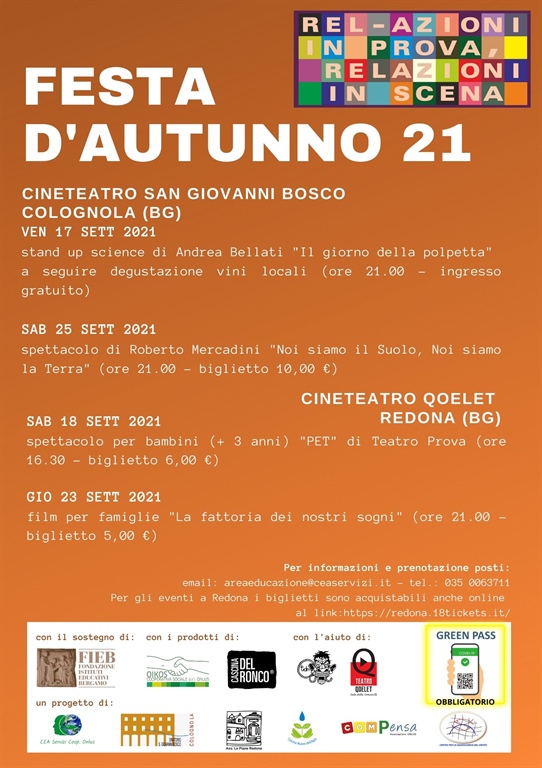 “Festa D’Autunno 21” REL-AZIONI IN PROVA, RELAZIONI IN SCENA