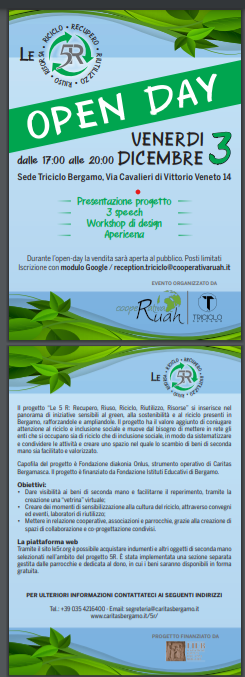 Progetto "Le 5R" - Open Day 3 dicembre 2021 ore 17.00 presso Triciclo Bergamo