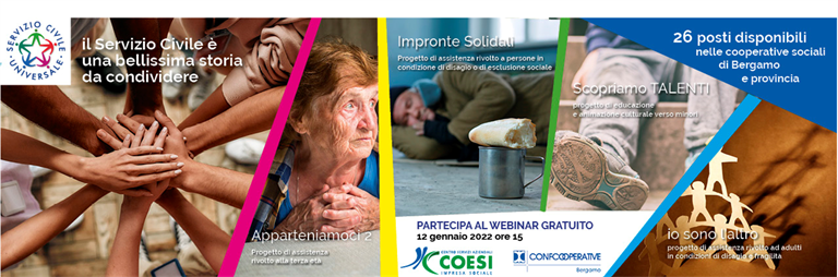 Cooperative sociali e Servizio Civile: la presentazione dei progetti di Confcooperative il 12 gennaio 2022