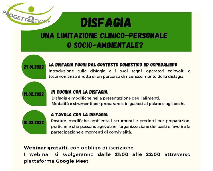 Ciclo di webinar gratuiti sul tema della disfagia a cura della Cooperativa Progettazione