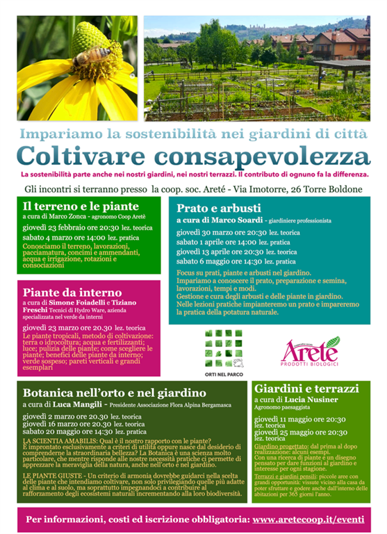23 Marzo 2023: Cicli di incontri "Coltivare consapevolezza - Piante da interno" presso la Cooperativa Aretè a Torre Boldone (BG)