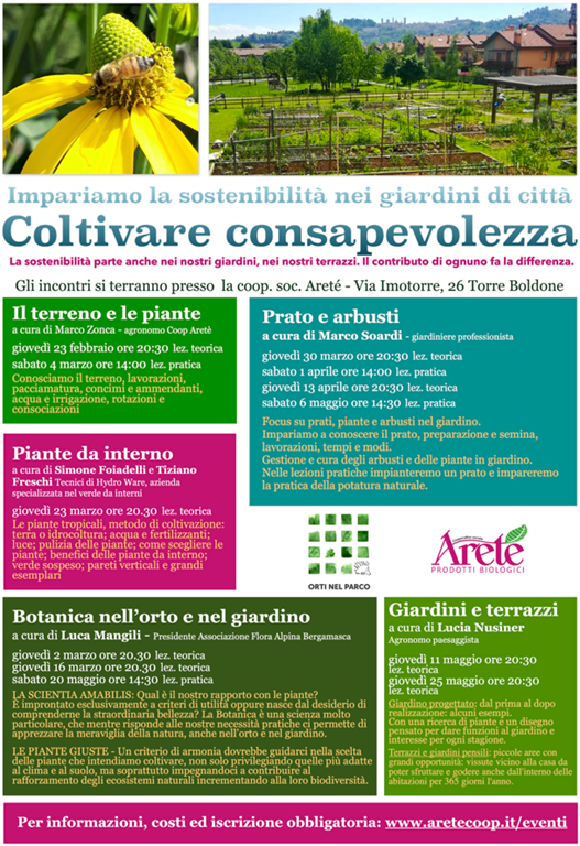 30 Marzo 2023: "Coltivare Consapevolezza" - gli incontri presso la Cooperativa Aretè a Torre Boldone (BG)