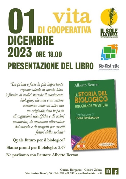 1 dicembre: Presentazione del libro "La storia del biologico"