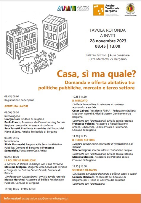 28 Novembre: "Casa sì, ma quale?"  a Palazzo Frizzoni a Bergamo