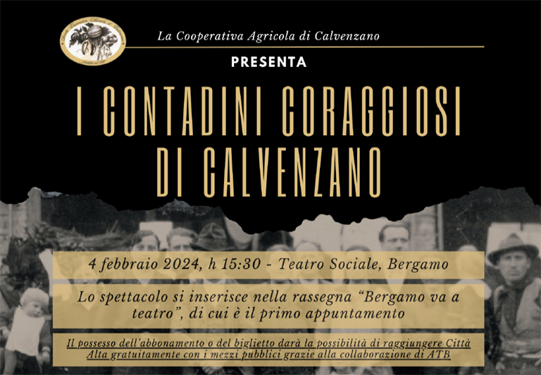 Spettacolo teatrale "I contadini coraggiosi di Calvenzano" va in scena il 4 febbraio