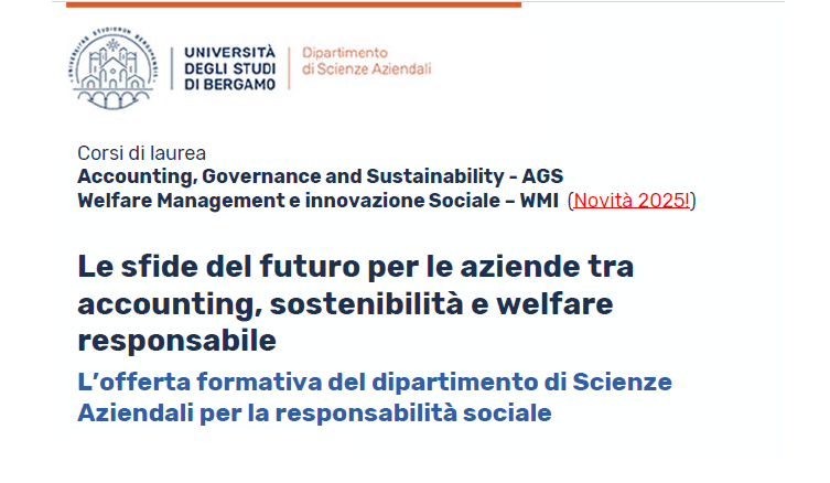 Presentazione nuovi corsi di laurea Unibg su Sostenibilità e Welfare Management