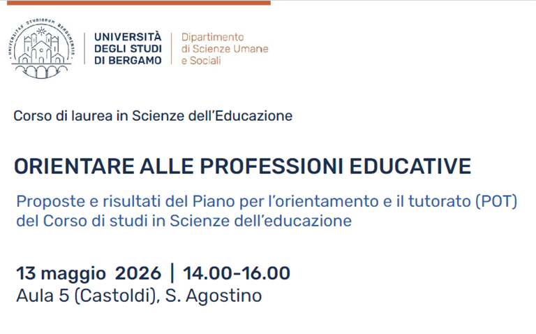 13 maggio: incontro “Orientare alle professioni educative” all’Università di Bergamo